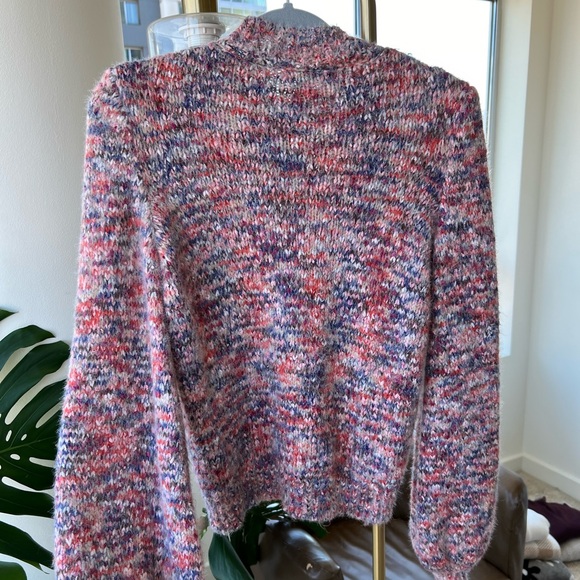 Multi-colored knitted sweater with mock neck and long sleeves - Picture 3 of 3